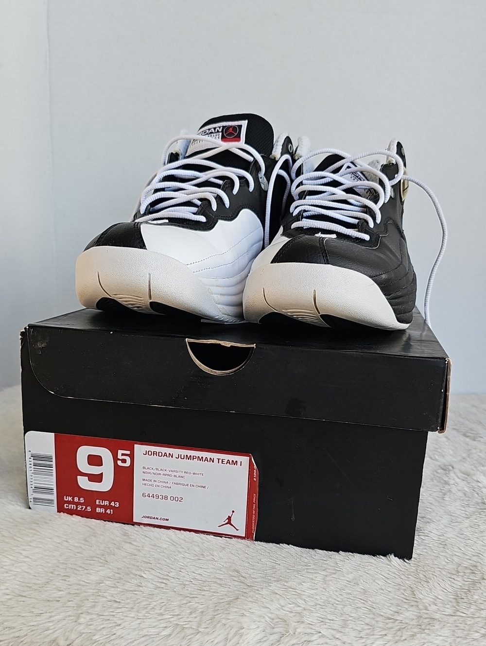 VNFS Nike Air Jordan Jumpman Team 1 Black White Red 644938-002 Size 9.5 OG Box - Picture 11 of 16